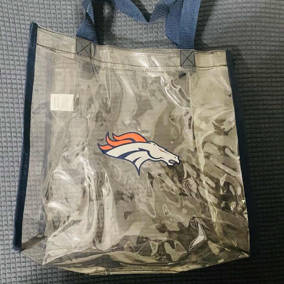 NEW Denver Broncos Clear Tote Bag with Blue Straps and Logo 12” x 11.5” - Picture 2 of 4